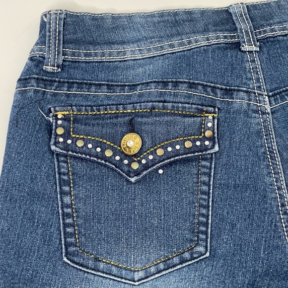 Southpole Embellished Pockets Women's Medium Wash Denim Jean Shorts Y2K - Picture 6 of 10